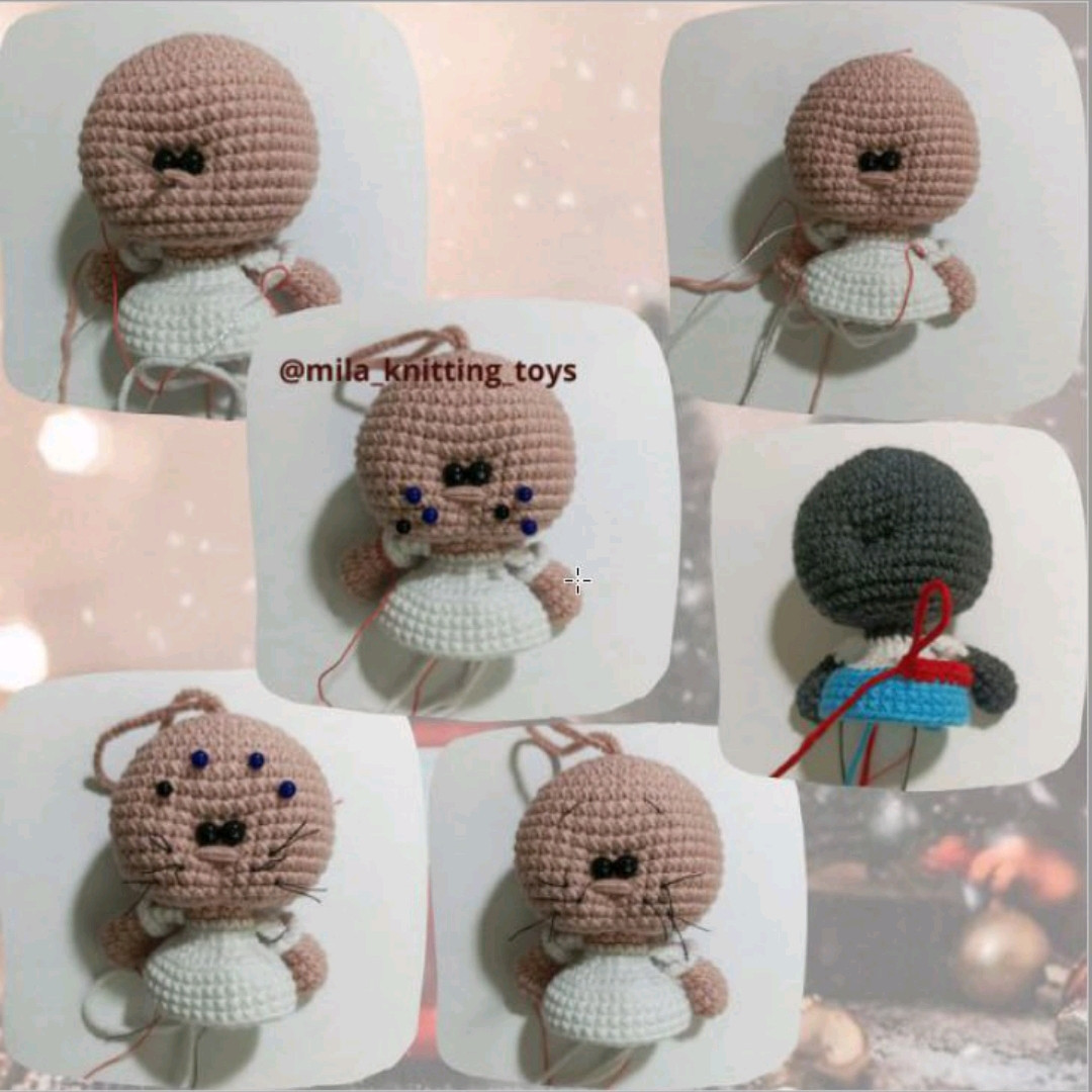 Hướng dẫn móc len con mèo đen và be trang phục Noel