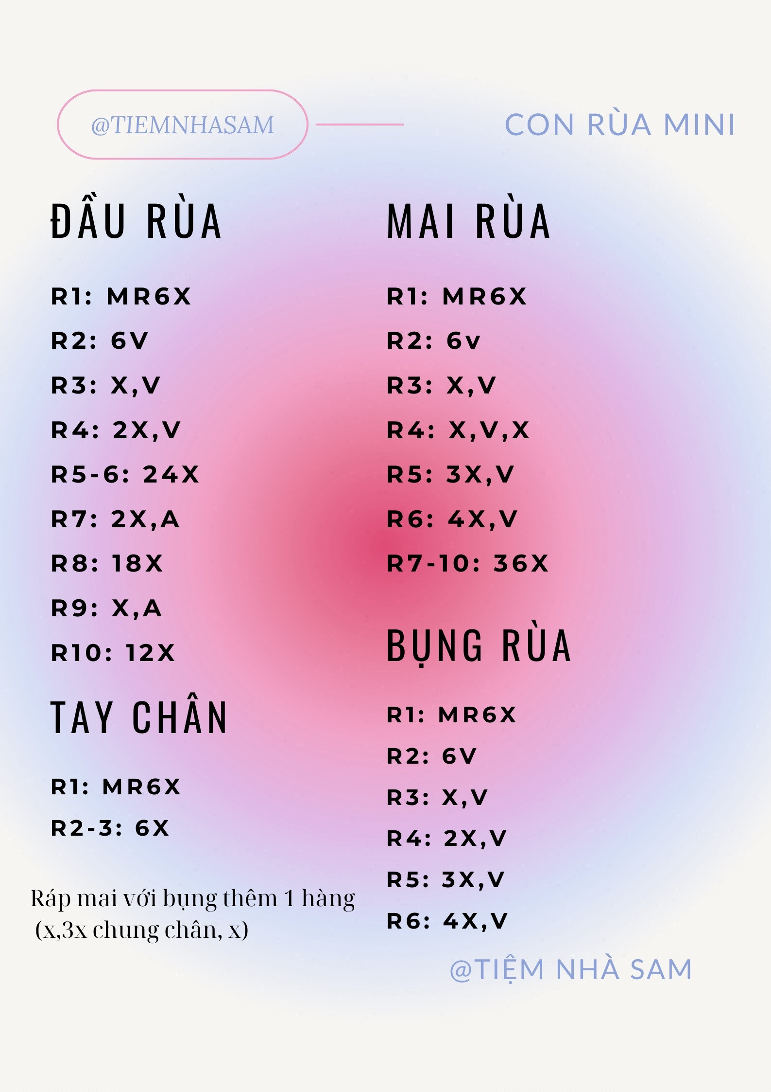 Hướng dẫn móc len con rùa mini màu xanh và nâu