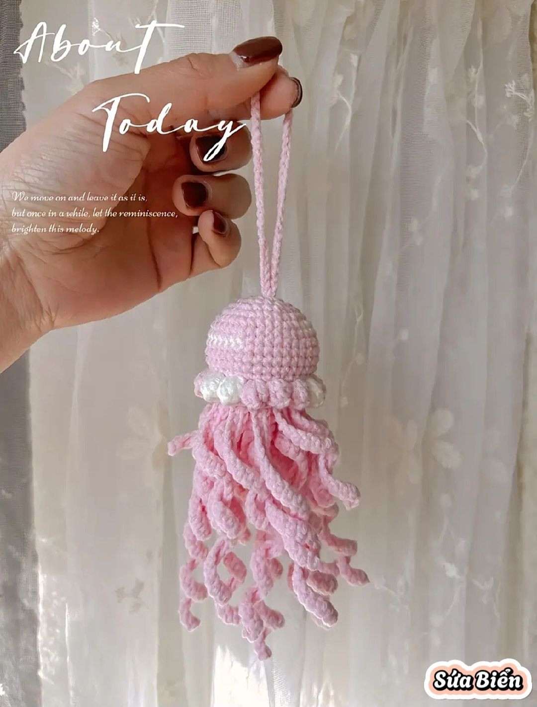 Hướng dẫn móc len con sứa màu hồng xinh xắn