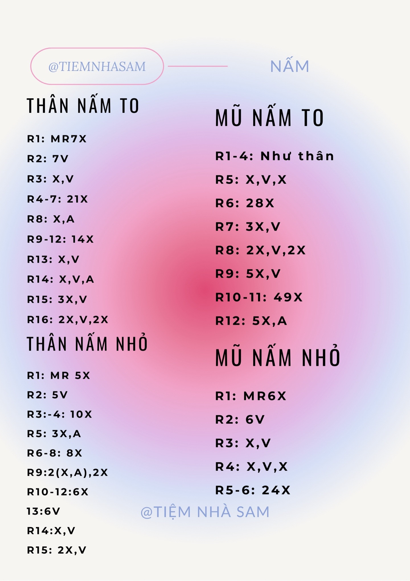 Hướng dẫn móc len Cục Cứt và Nấm độc đỏ trắng