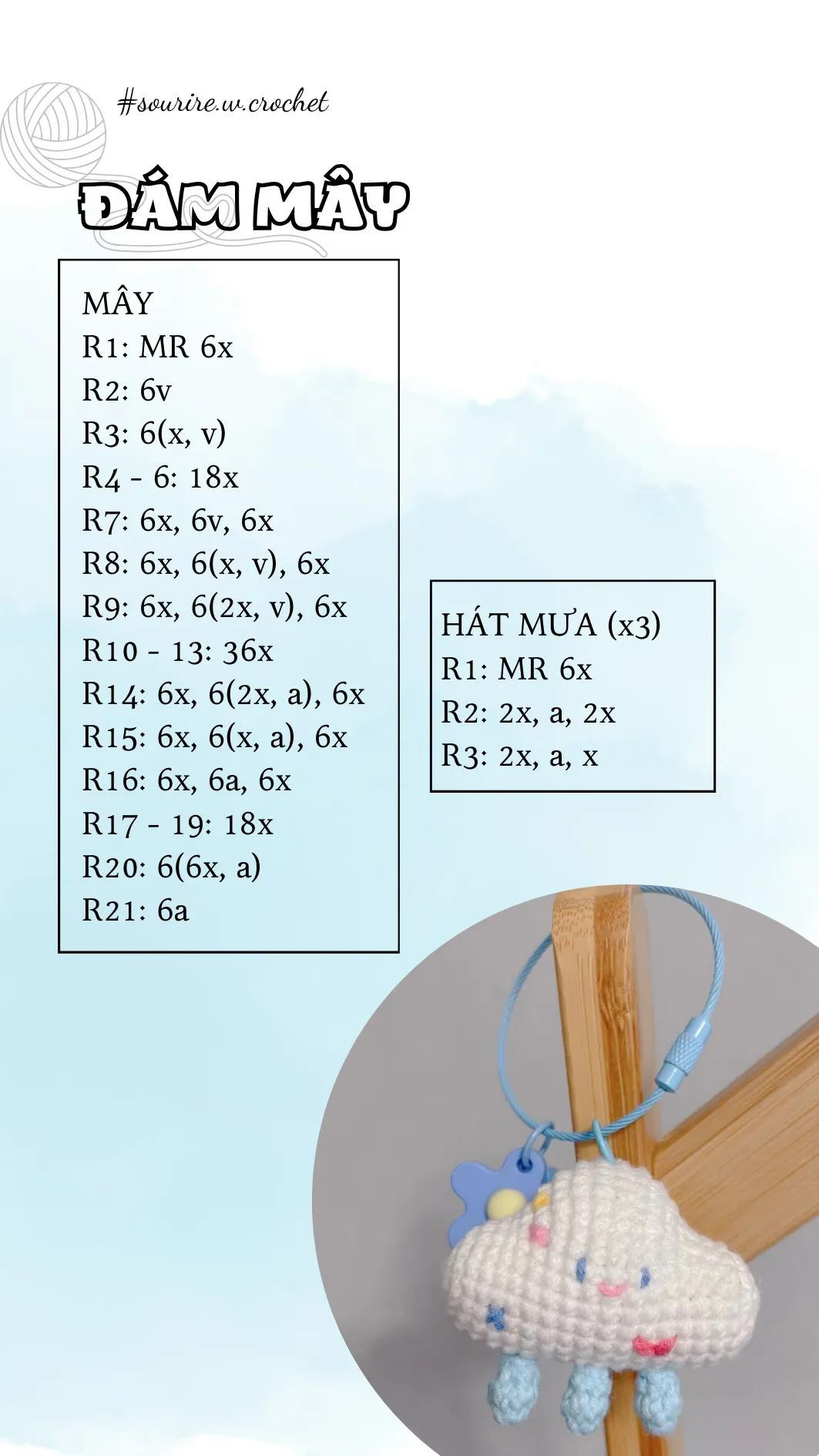 Hướng dẫn móc len Đám Mây dễ thương