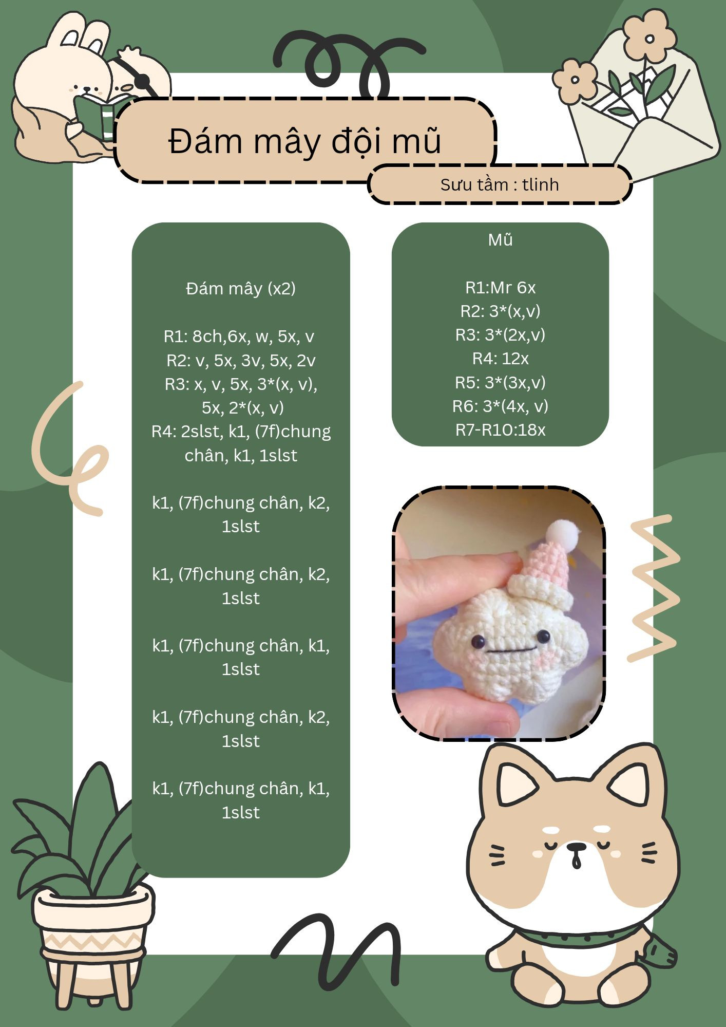 Hướng dẫn móc len đám mây đội mũ dễ thương