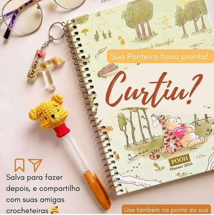 Hướng dẫn móc len đầu gấu Pooh làm nơ bút