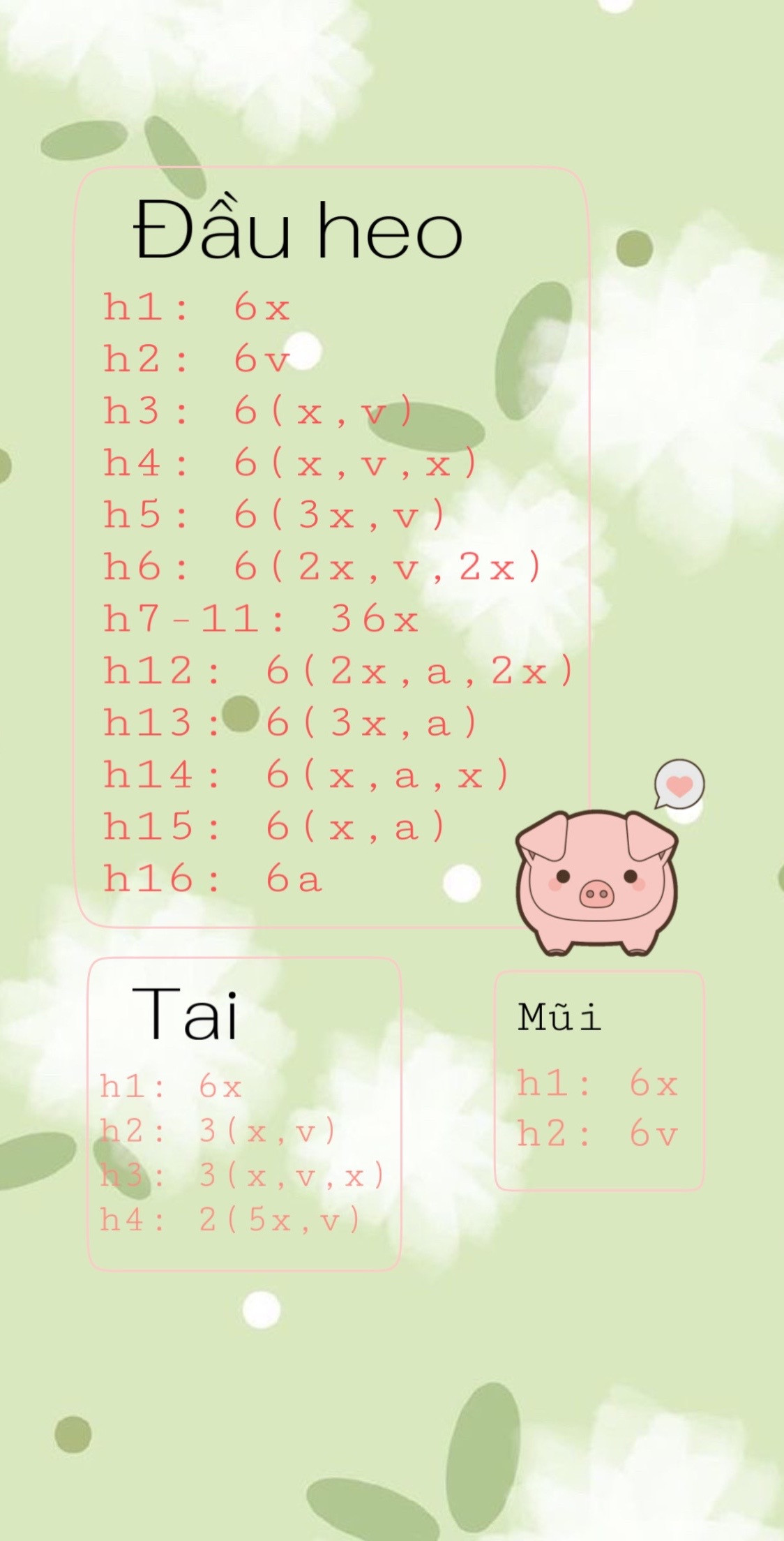 Hướng dẫn móc len đầu heo hồng dễ thương