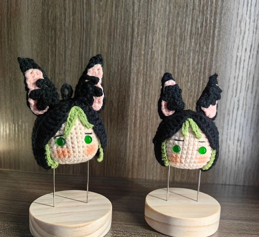 Hướng dẫn móc len đầu nhân vật tai thỏ đen mắt xanh