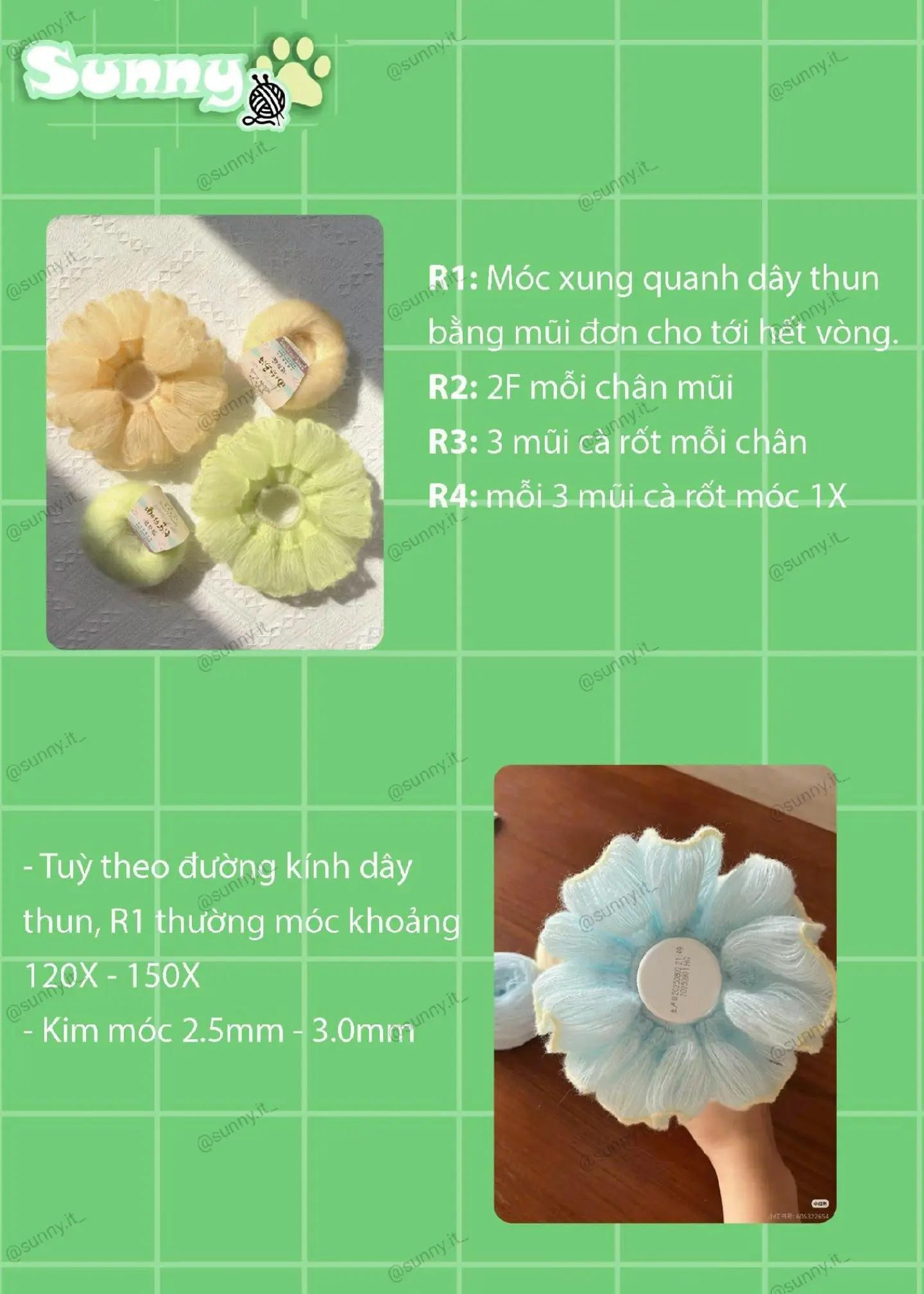 Hướng dẫn móc len dây thun Scrunchies bằng sợi Mohair đa dạng màu sắc