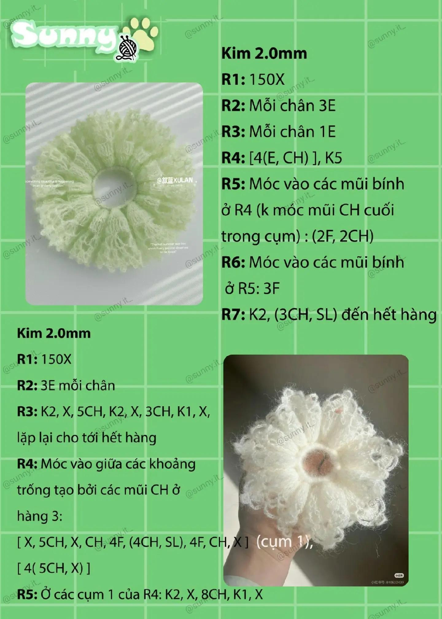 Hướng dẫn móc len dây thun Scrunchies bằng sợi Mohair đa dạng màu sắc