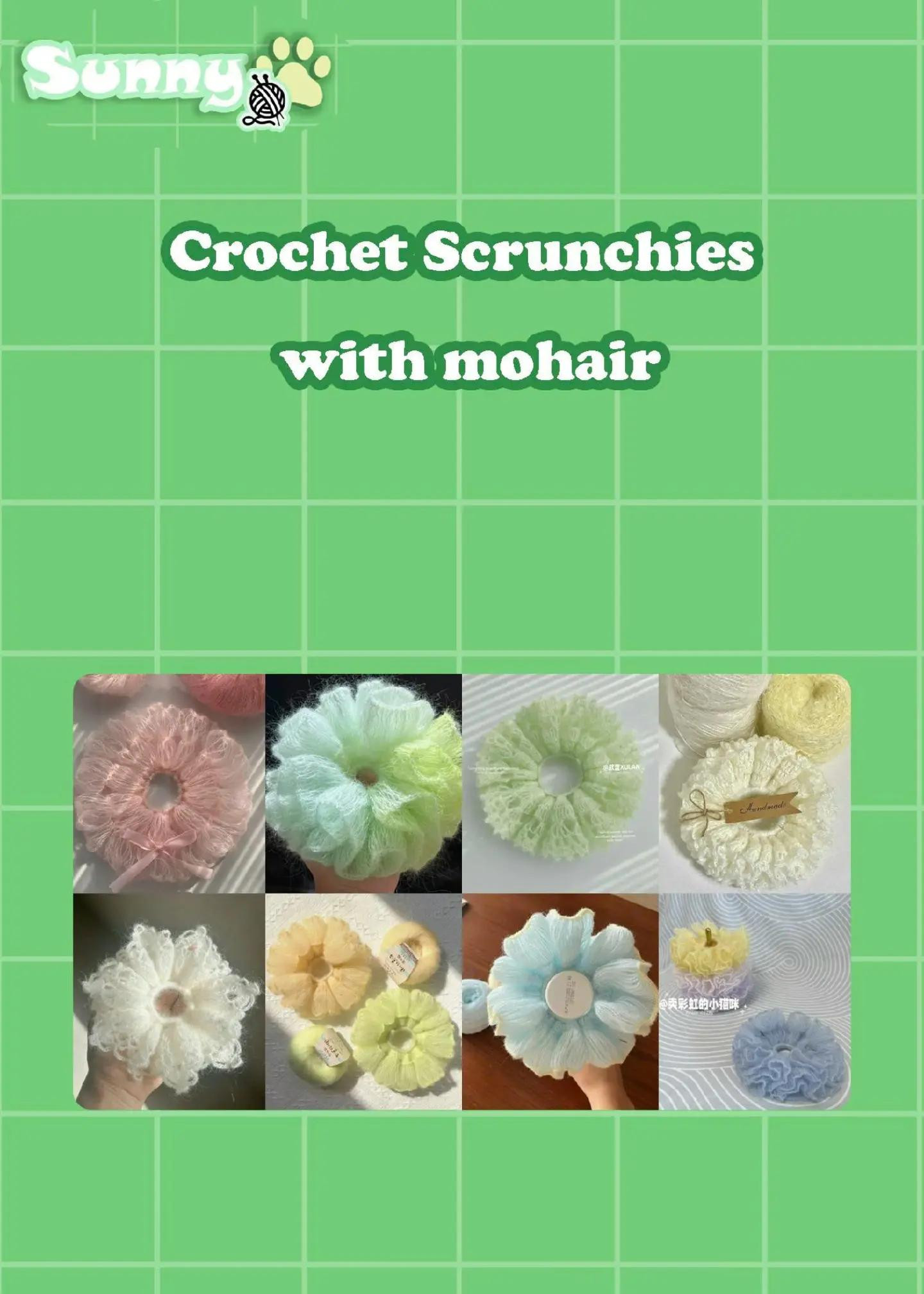 Hướng dẫn móc len dây thun Scrunchies bằng sợi Mohair đa dạng màu sắc