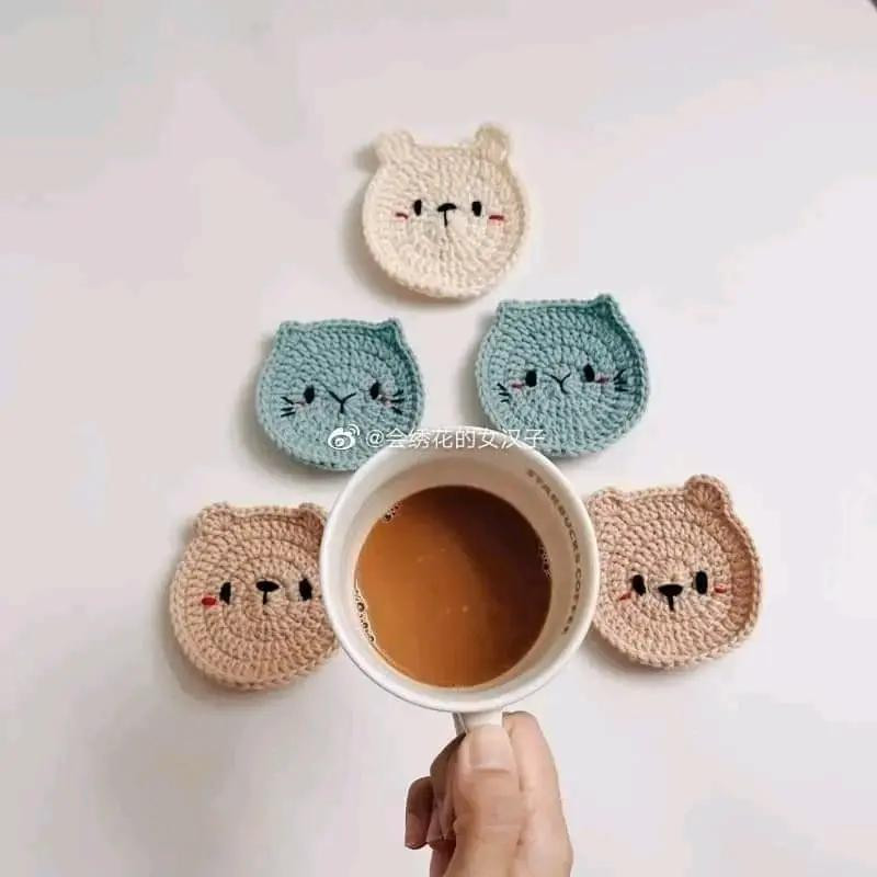 Hướng dẫn móc len đế lót ly hình gấu và mèo dễ thương
