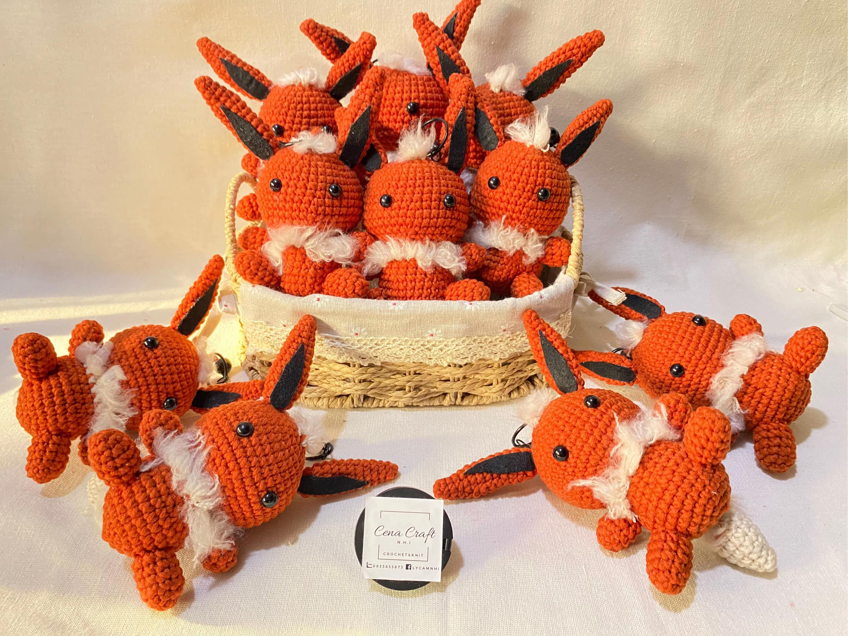 Hướng dẫn móc len Flareon Pokemon màu cam đỏ chi tiết