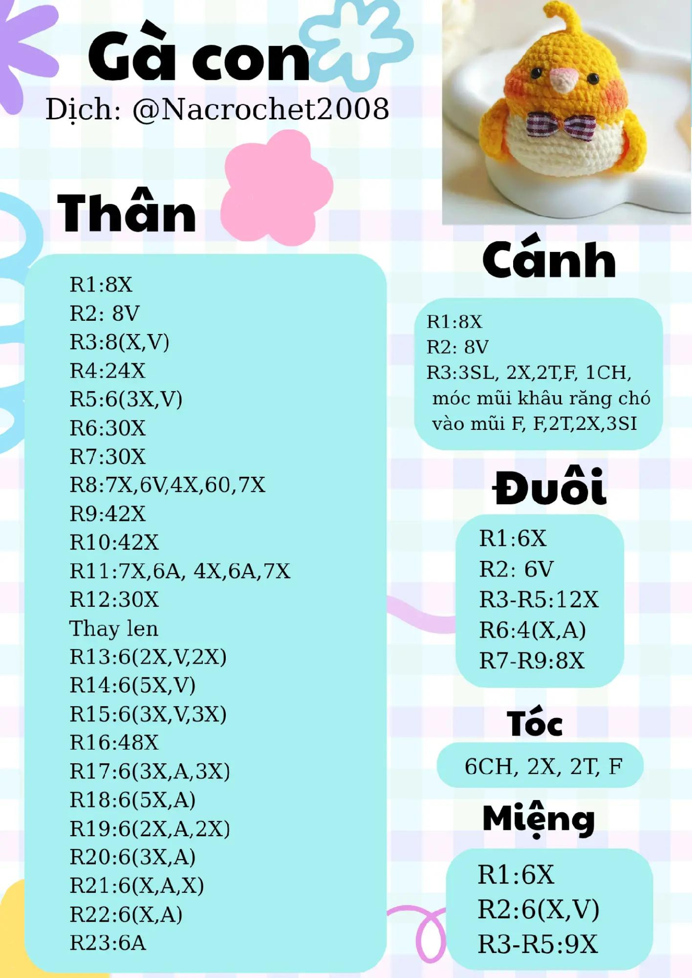 Hướng dẫn móc len Gà con màu vàng dễ thương