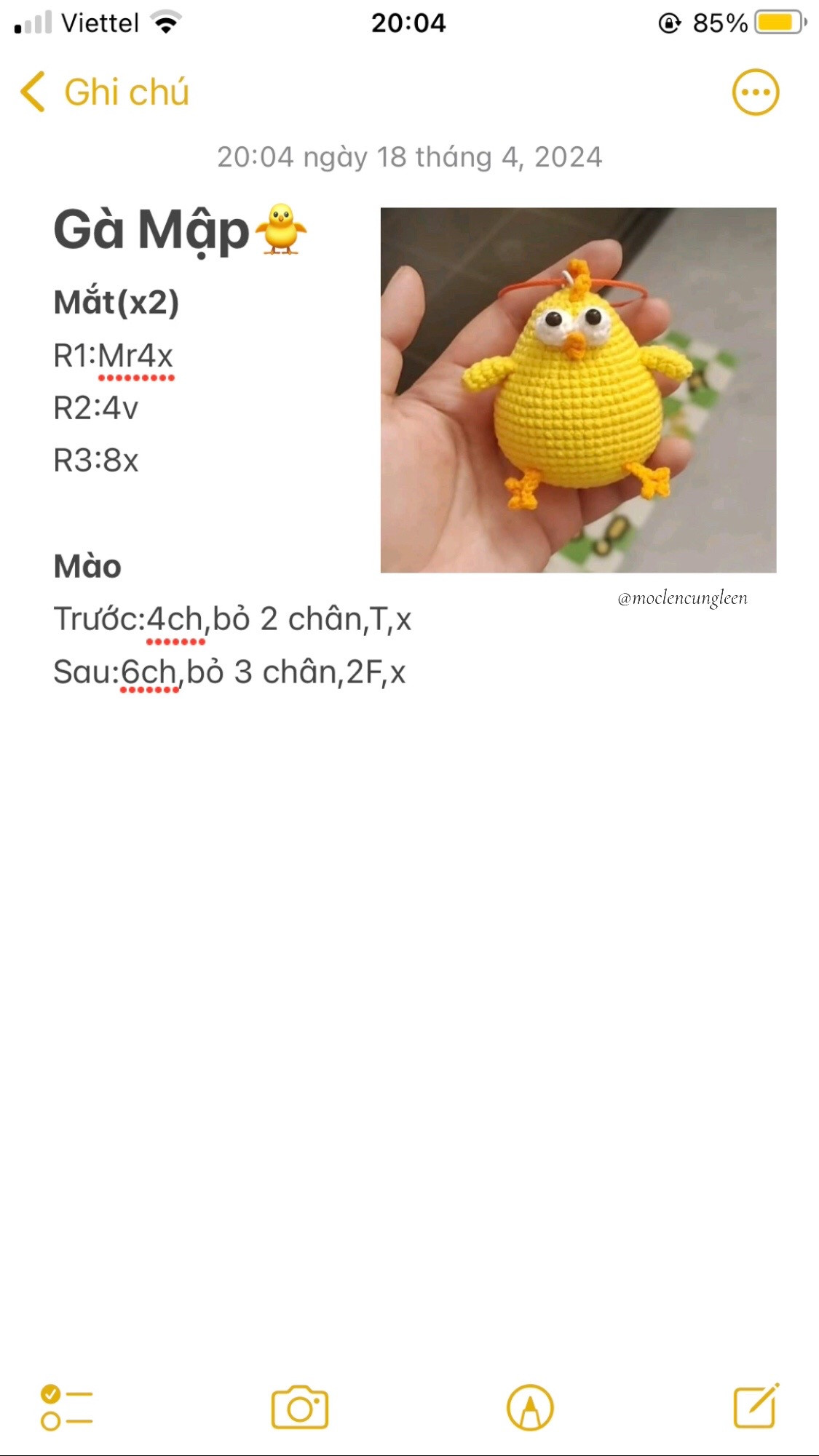 Hướng dẫn móc len Gà Mập màu vàng dễ thương