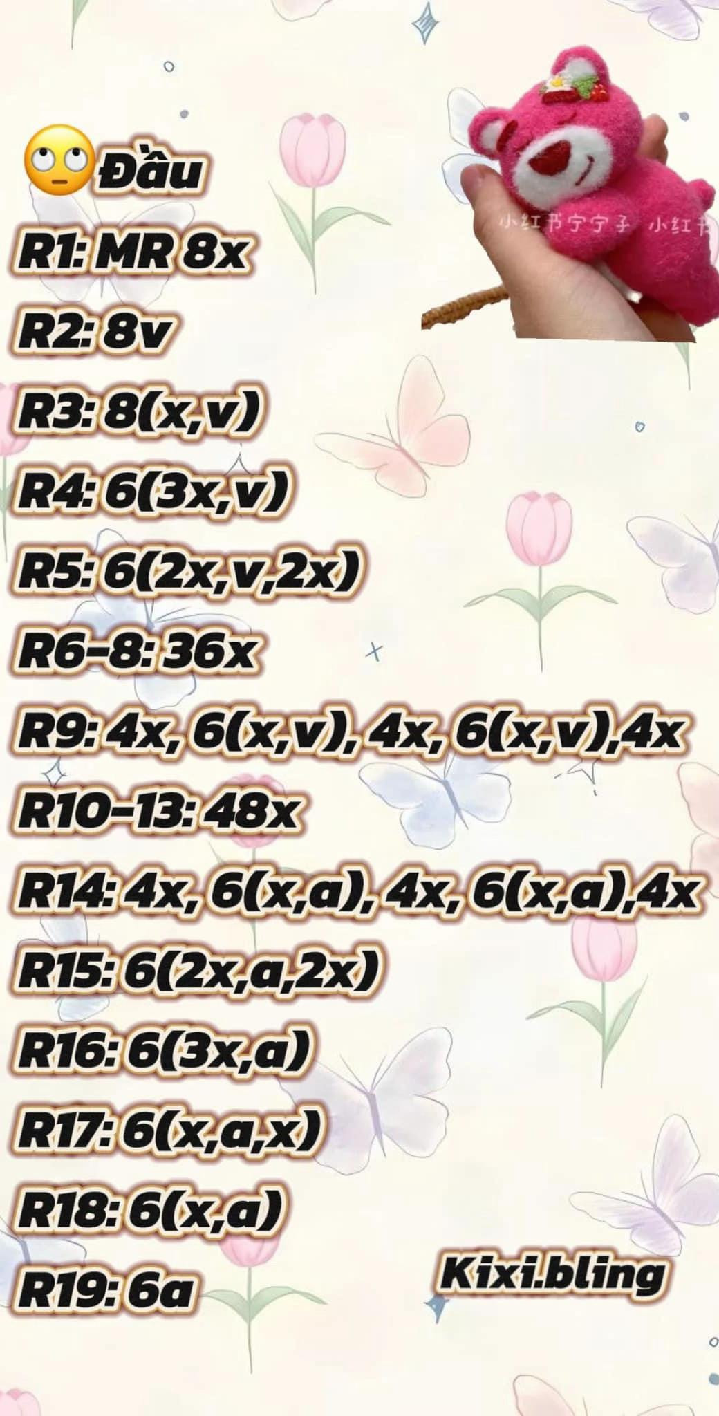 Hướng dẫn móc len gấu bông hồng dễ thương