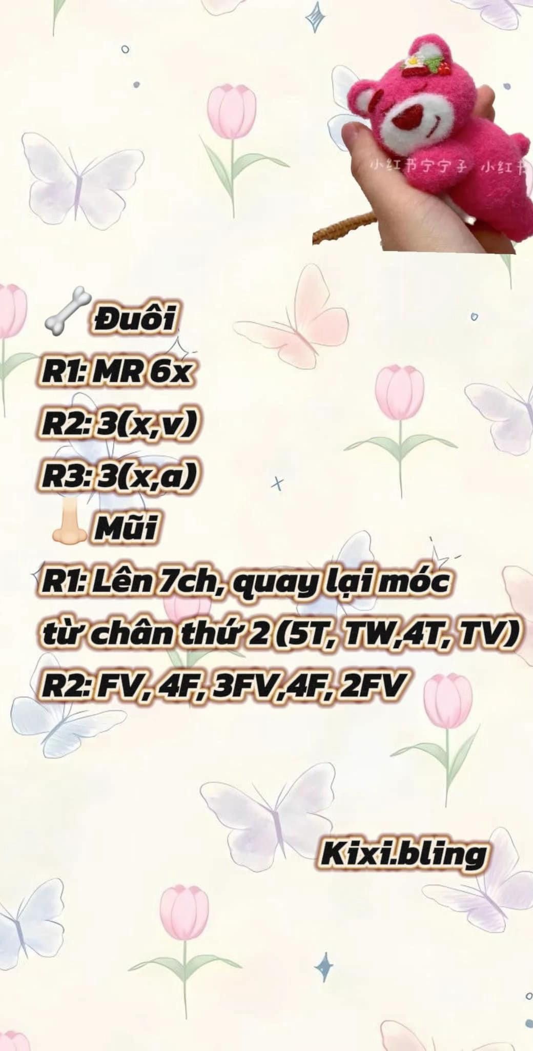 Hướng dẫn móc len gấu bông hồng dễ thương