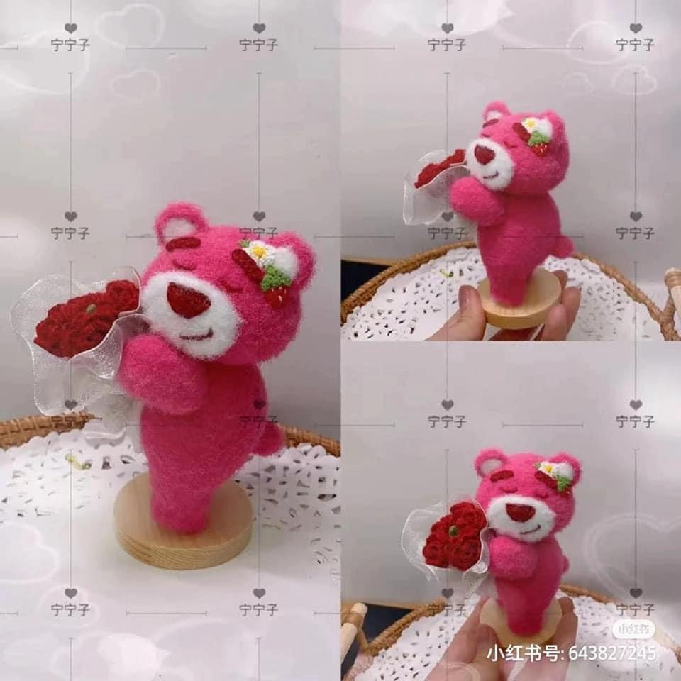 Hướng dẫn móc len gấu bông hồng dễ thương