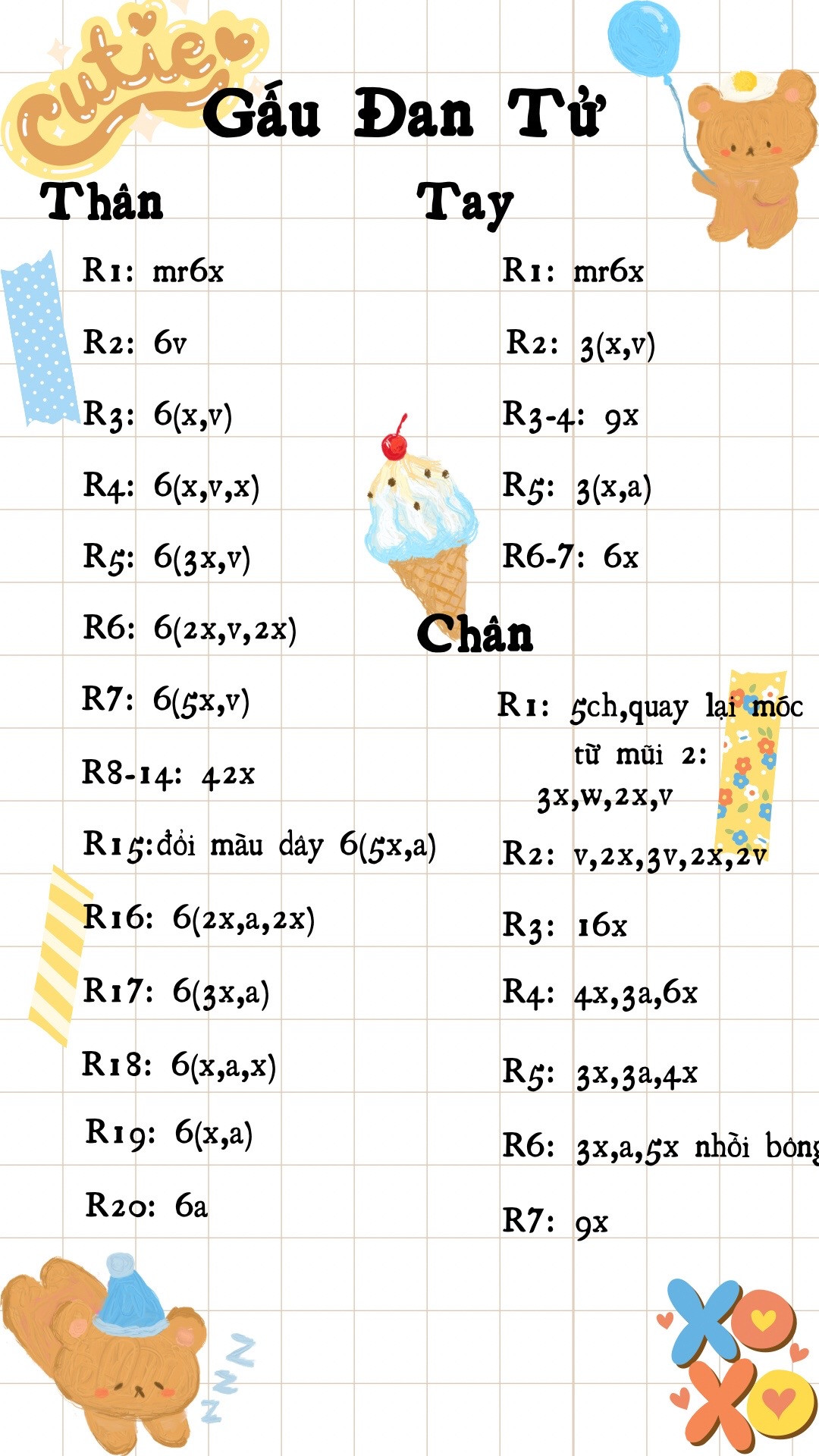 Hướng dẫn móc len Gấu Đàn Tử dễ thương