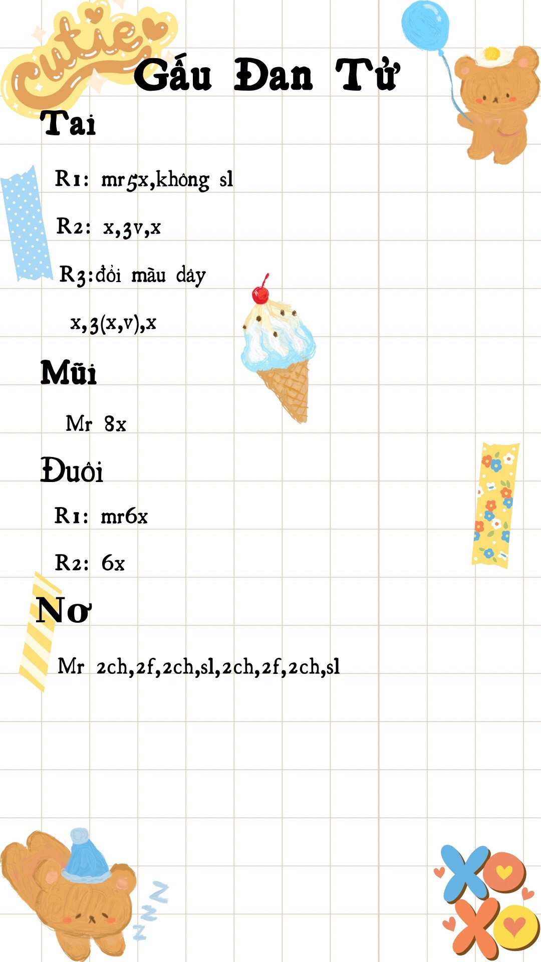 Hướng dẫn móc len Gấu Đàn Tử dễ thương