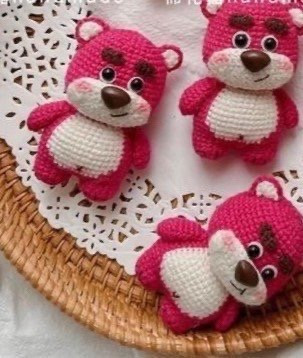 Hướng dẫn móc len Gấu dâu Loto màu hồng dễ thương