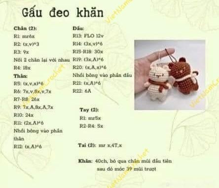 Hướng dẫn móc len gấu đeo khăn dễ thương