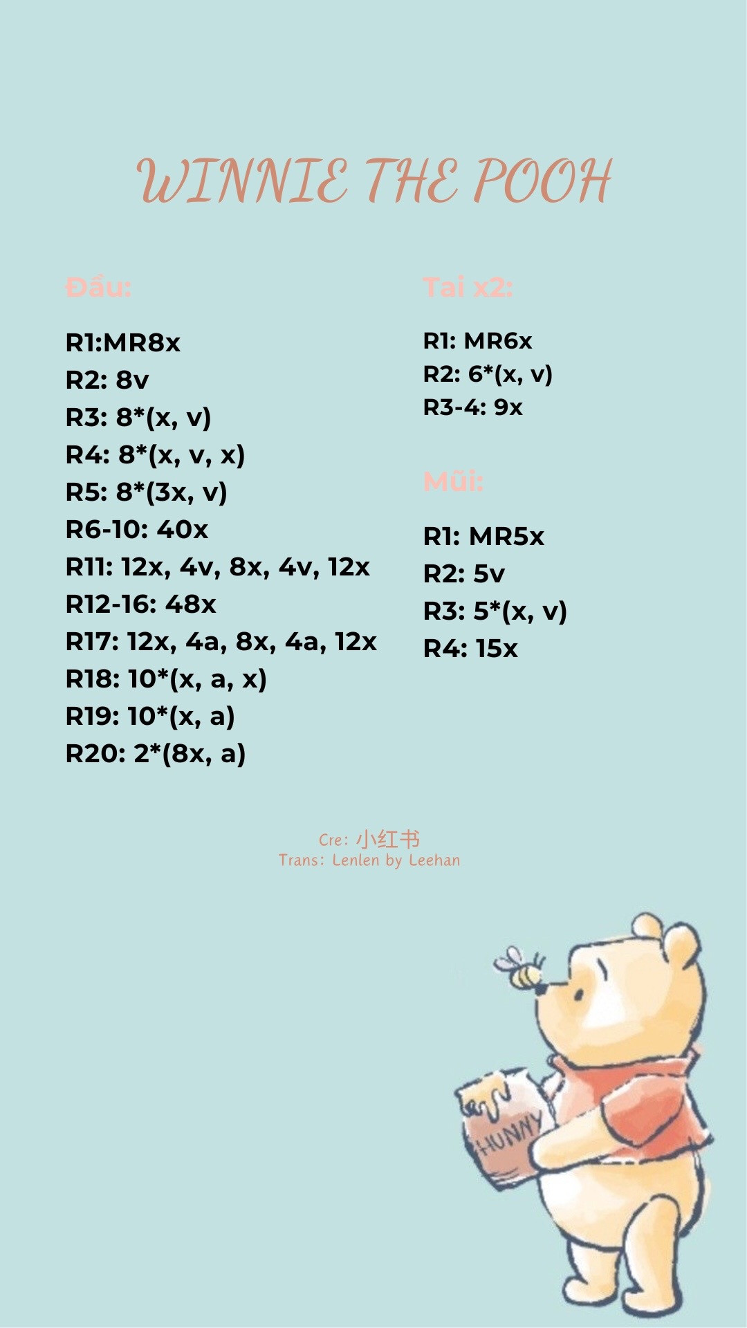 Hướng dẫn móc len Gấu Pooh và Lợn Heehee dễ thương