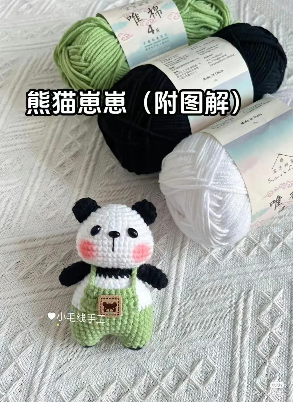 Hướng dẫn móc len Gấu trúc mặc yếm dễ thương, bảng chart chi tiết từng hàng