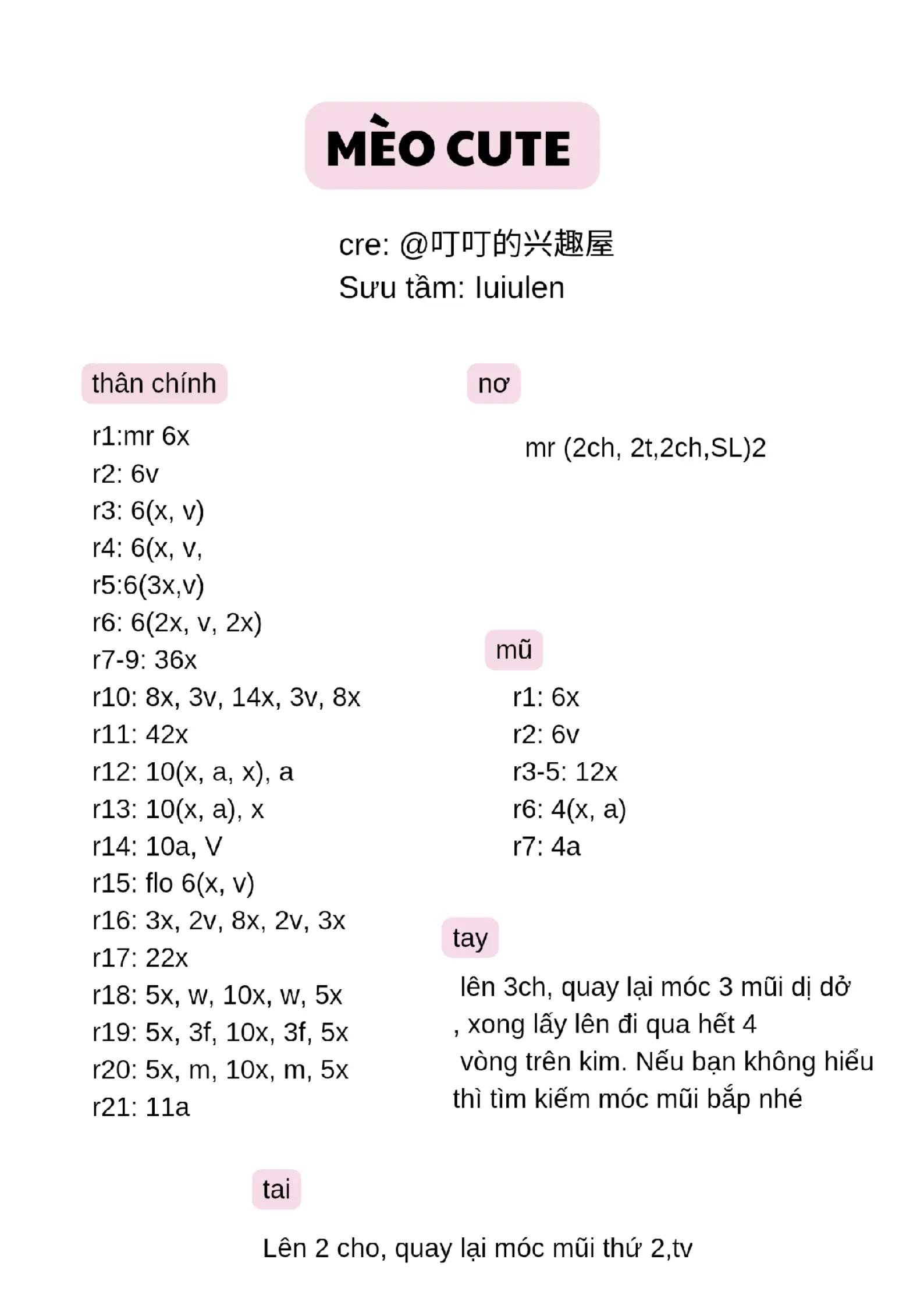 Hướng dẫn móc len Gấu Tuyết và Mèo Cute