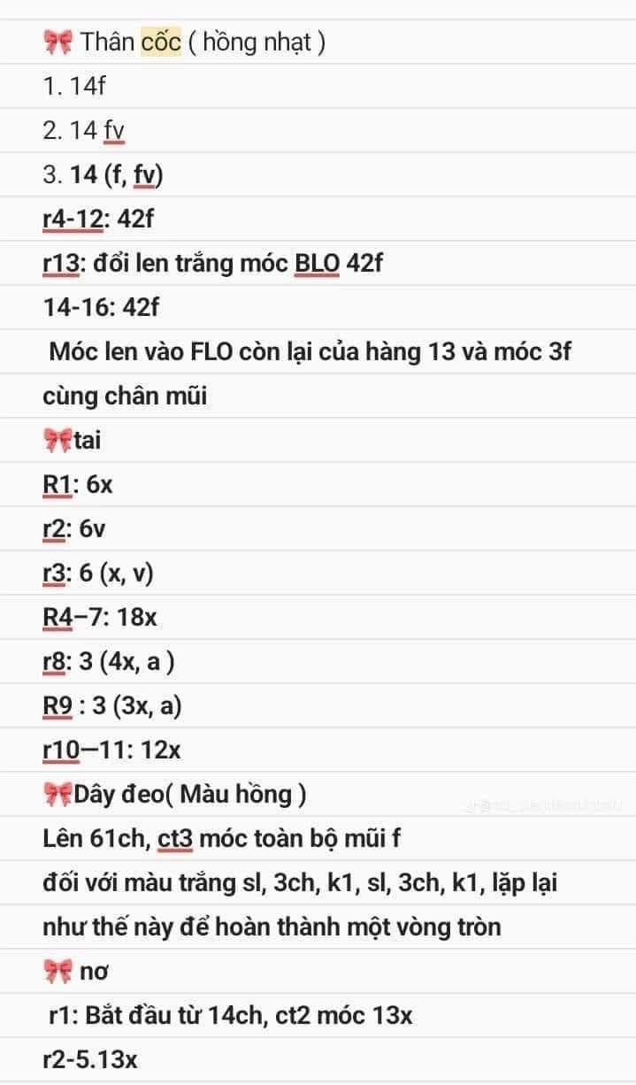 Hướng dẫn móc len giỏ hình thỏ hồng trắng dễ thương