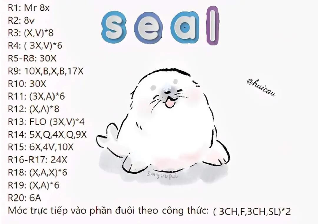 Hướng dẫn móc len hải cẩu dễ thương