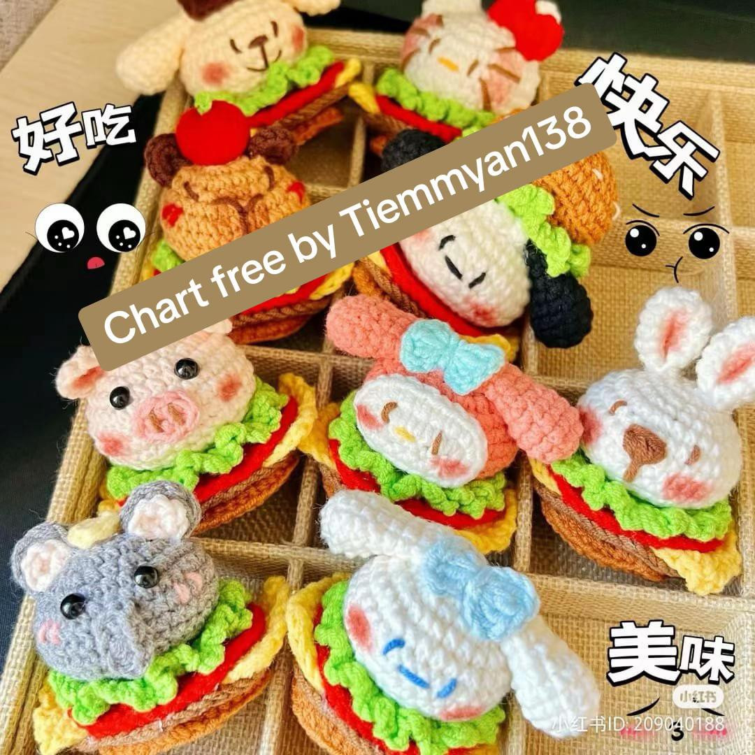 Hướng dẫn móc len Hamburger Party dễ thương