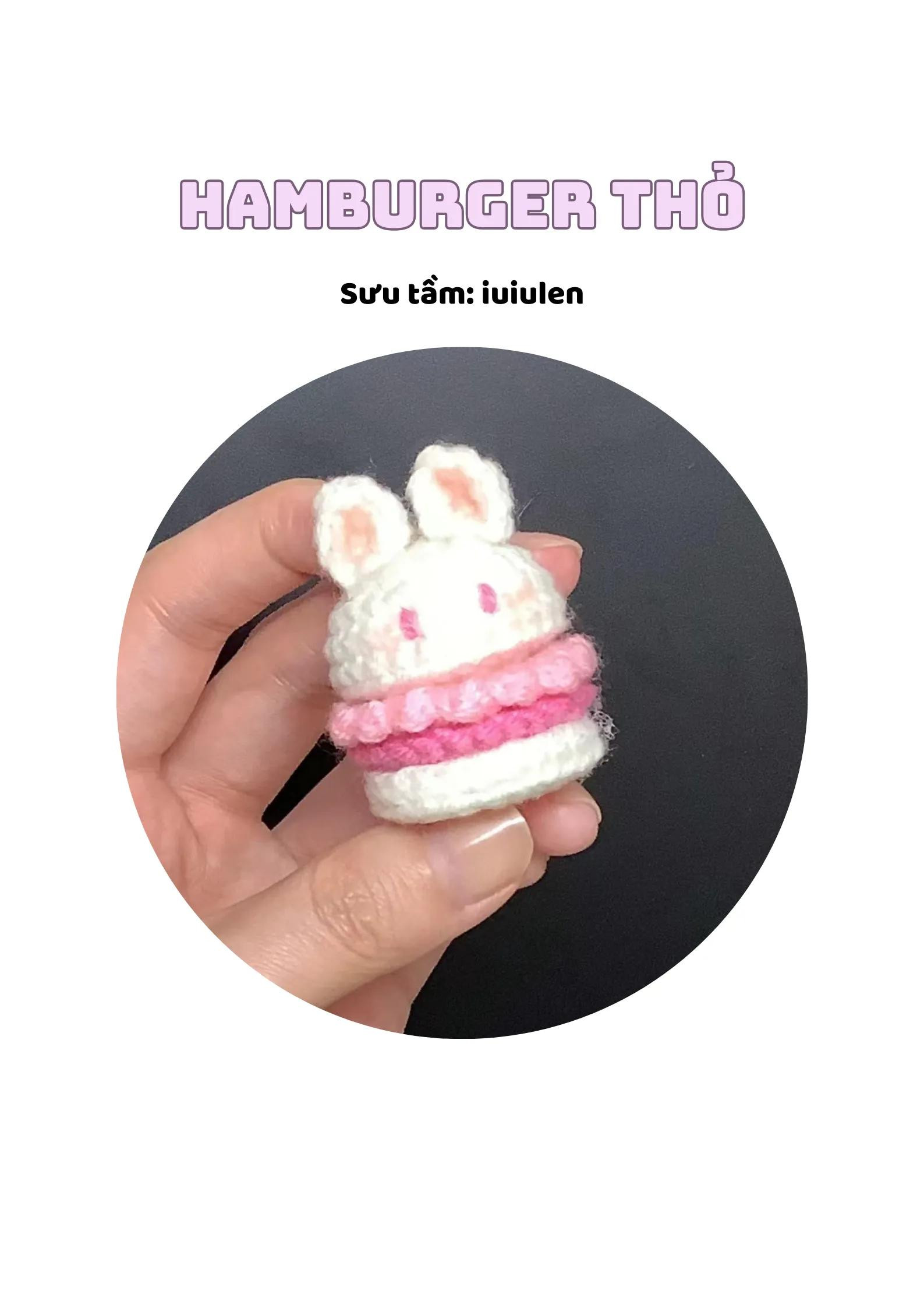 Hướng dẫn móc len Hamburger Thỏ màu hồng trắng dễ thương