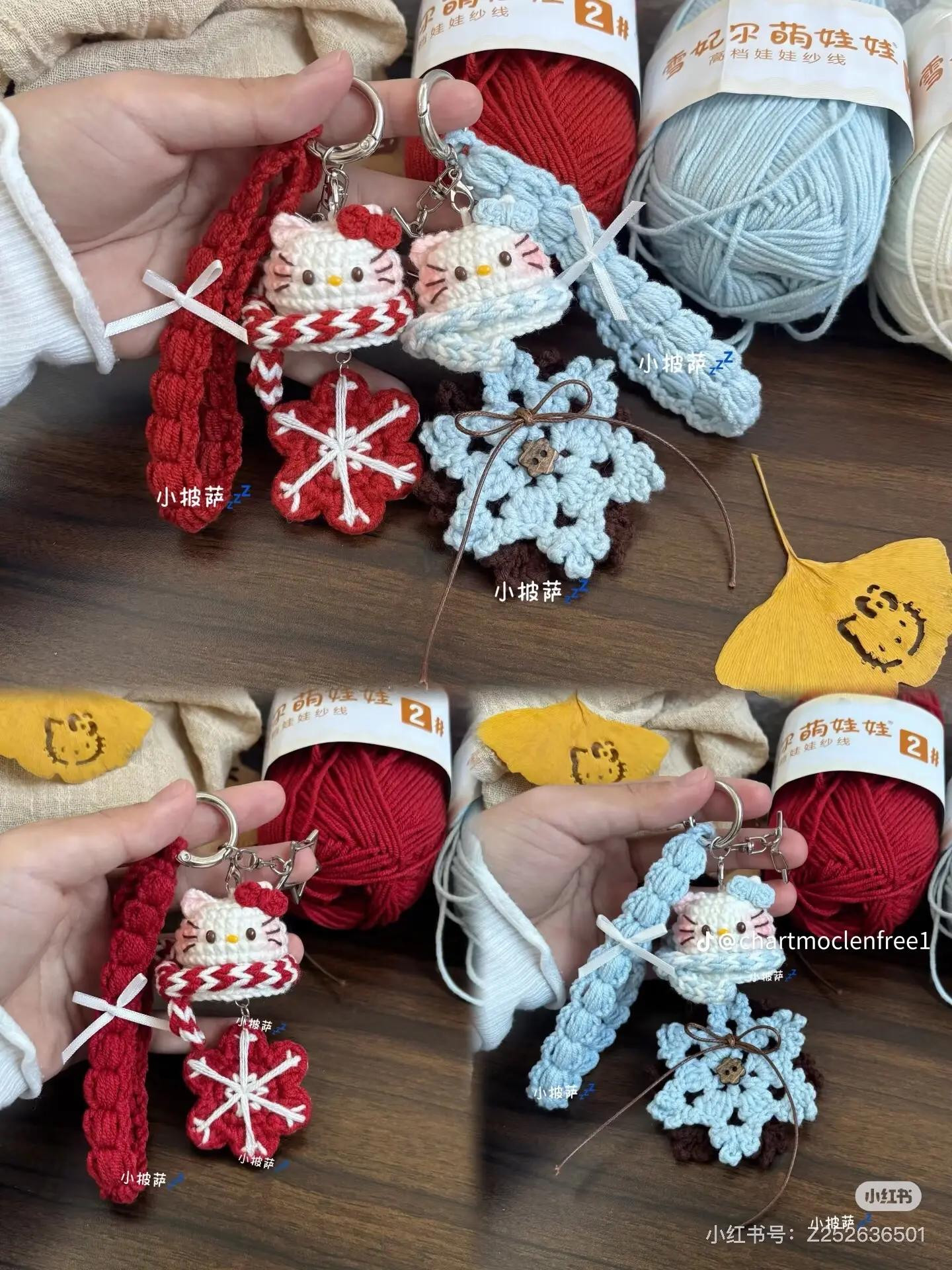 Hướng dẫn móc len Hello Kitty bông tuyết Noel