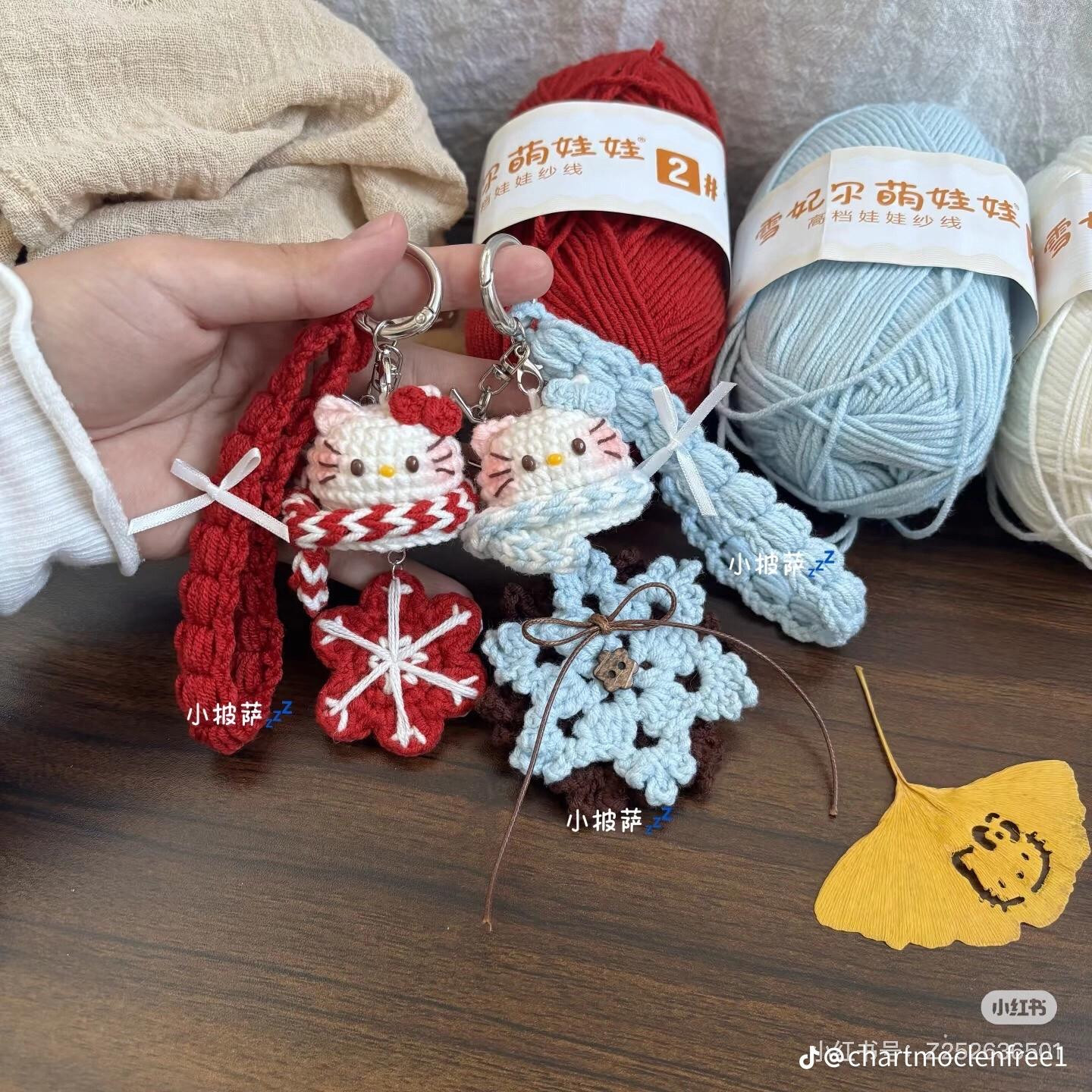Hướng dẫn móc len Hello Kitty bông tuyết Noel