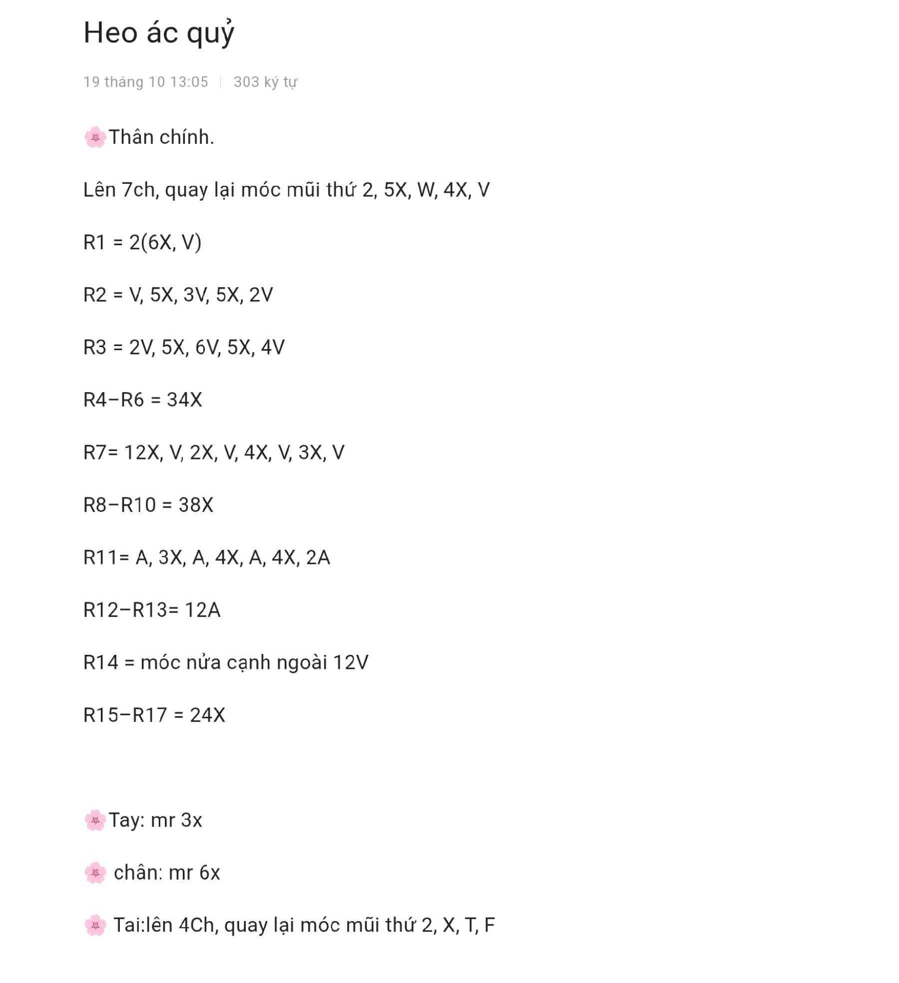 Hướng dẫn móc len Heo Ác Quỷ Halloween dễ thương