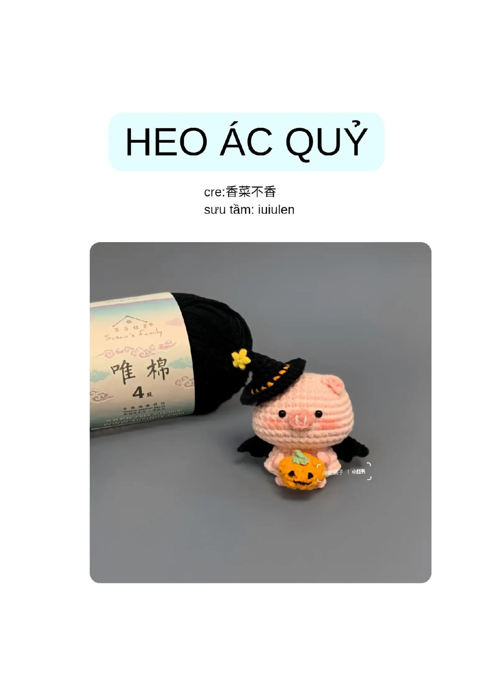 Hướng dẫn móc len Heo Ác Quỷ Halloween dễ thương