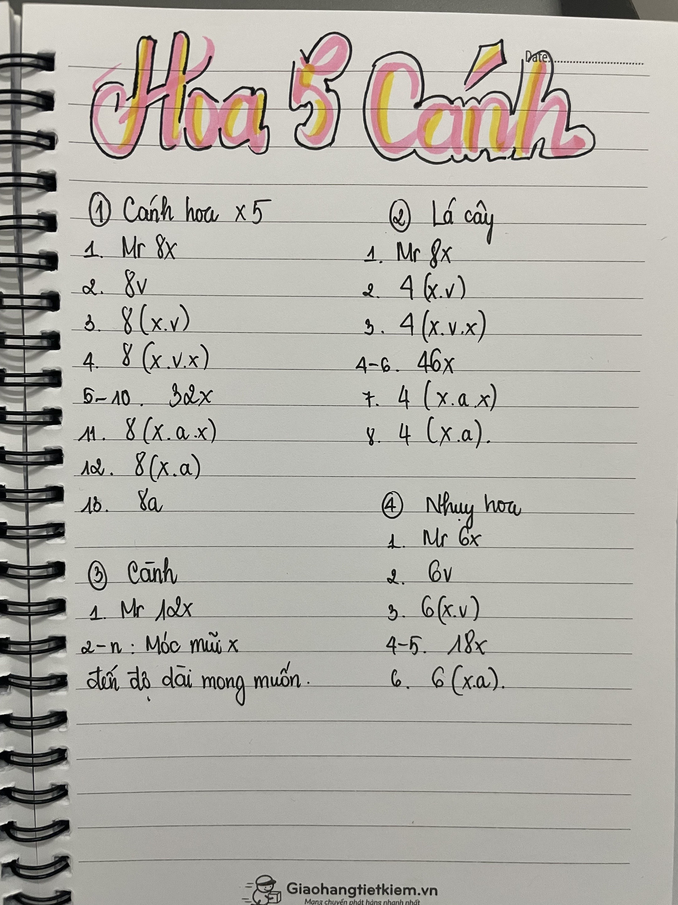 Hướng dẫn móc len Hoa 5 cánh màu hồng vàng