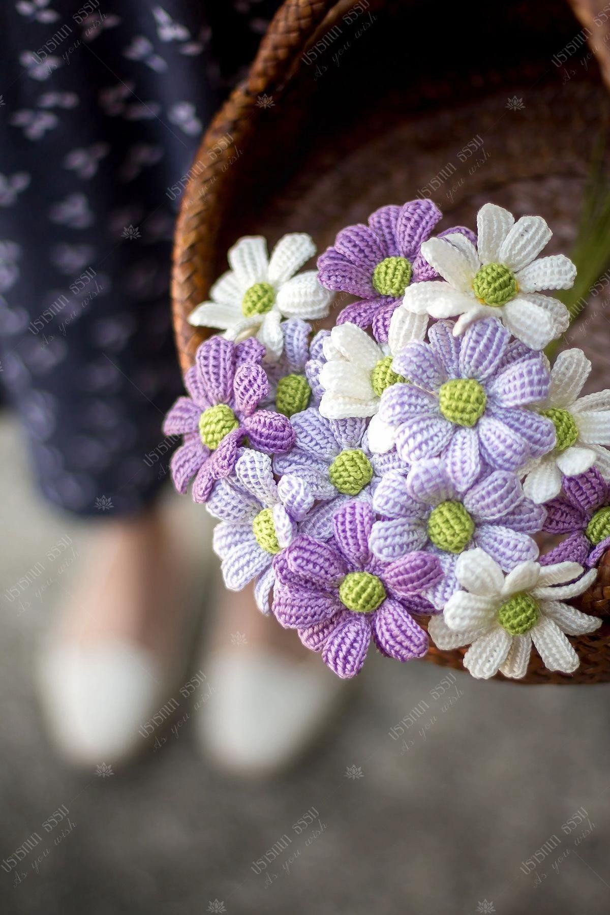 Hướng dẫn móc len hoa Cosmos và hoa sao nhái nhiều màu sắc