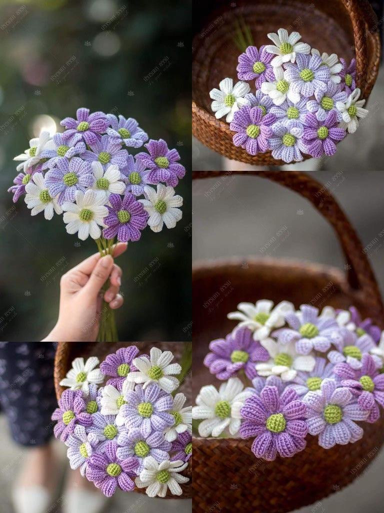 Hướng dẫn móc len hoa Cosmos và hoa sao nhái nhiều màu sắc