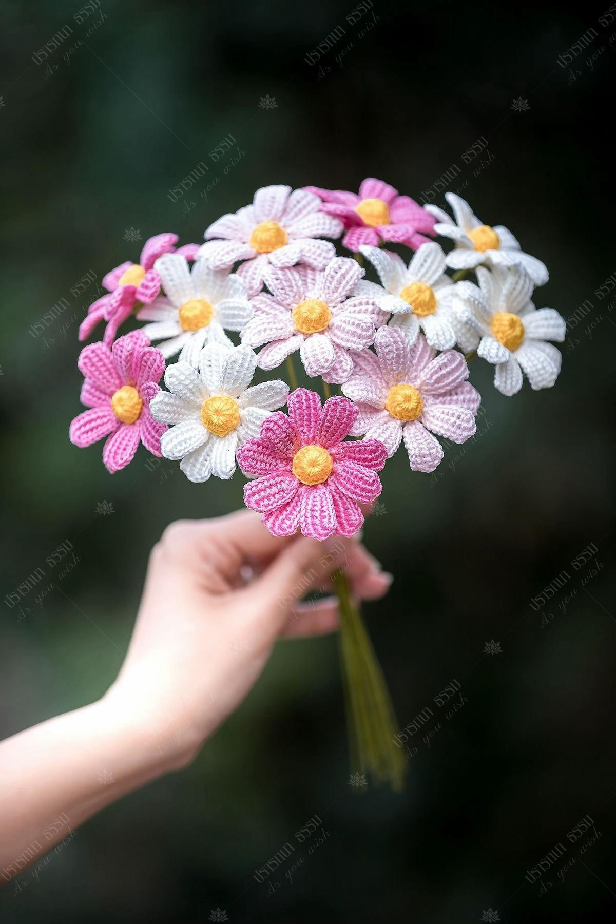 Hướng dẫn móc len hoa Cosmos và hoa sao nhái nhiều màu sắc