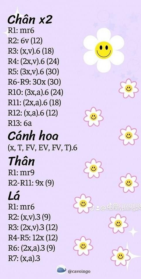 Hướng dẫn móc len hoa cúc mặt cười dễ thương