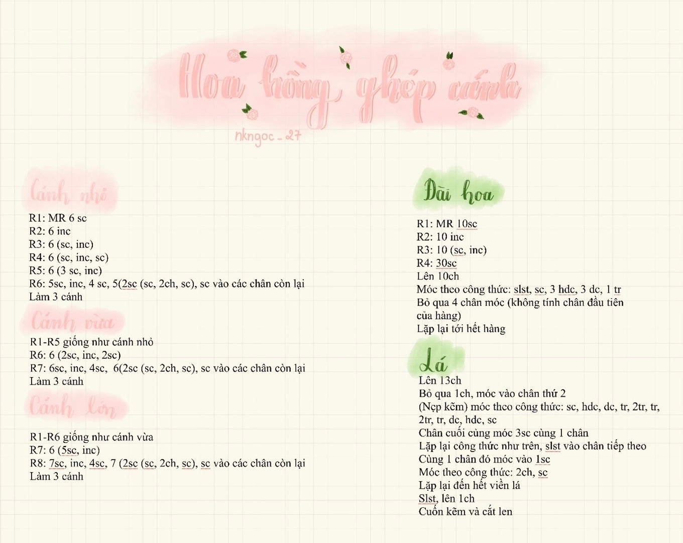 Hướng dẫn móc len hoa hồng ghép cánh nhiều màu sắc