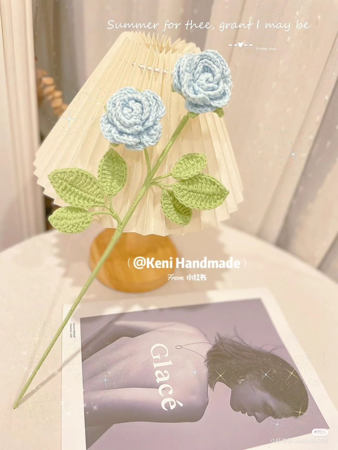 Hướng dẫn móc len Hoa hồng mini màu xanh pastel