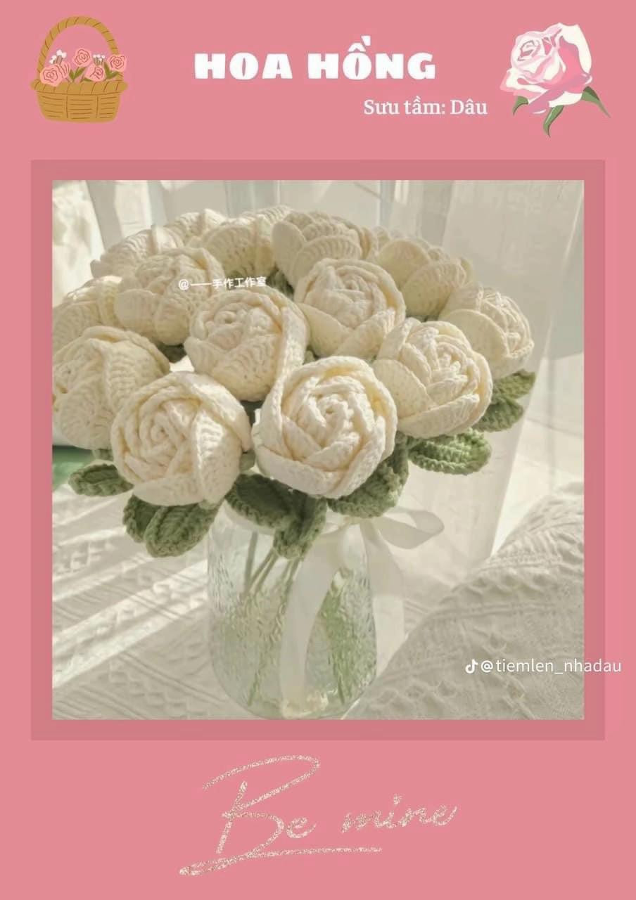 Hướng dẫn móc len Hoa Hồng Pháp và Mini chi tiết