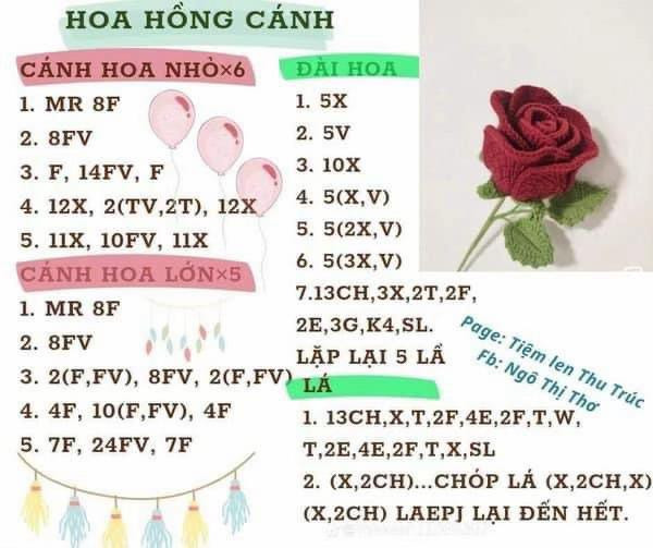 Hướng dẫn móc len Hoa Hồng Pháp và Mini chi tiết