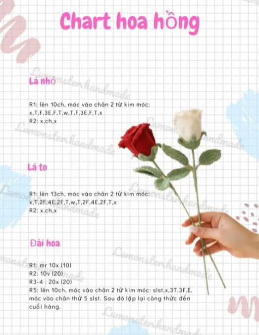 Hướng dẫn móc len Hoa Hồng Pháp và Mini chi tiết