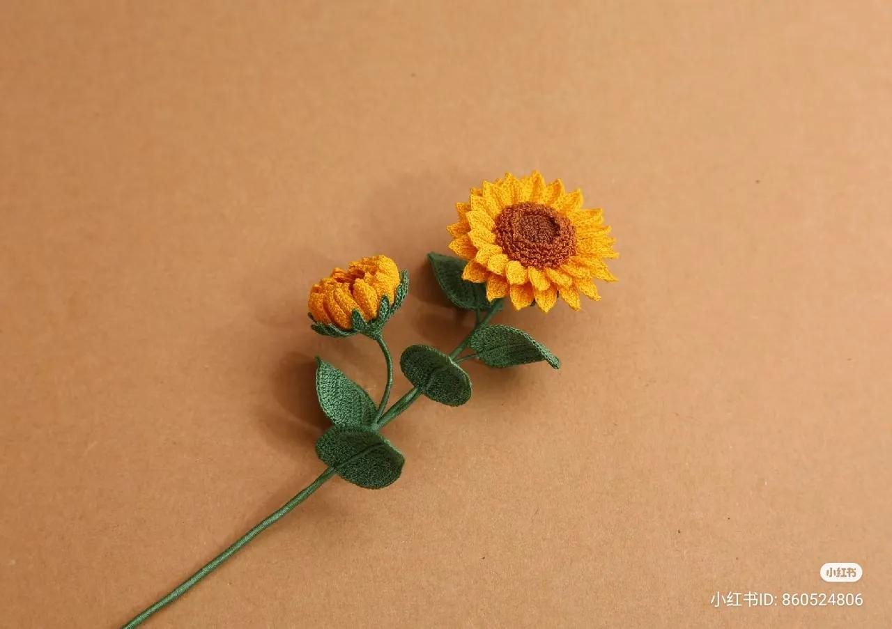 Hướng dẫn móc len hoa hướng dương và lá kèm chi tiết