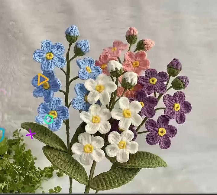 Hướng dẫn móc len hoa lưu ly nhiều màu sắc
