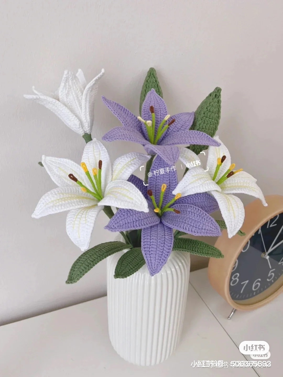 Hướng dẫn móc len Hoa Ly chi tiết từng phần cánh, lá và nụ