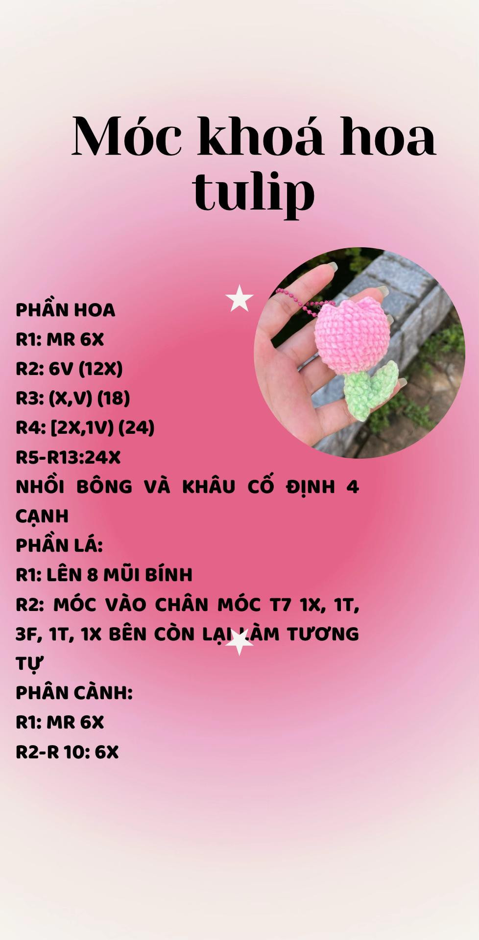 Hướng dẫn móc len hoa tulip nhiều màu sắc