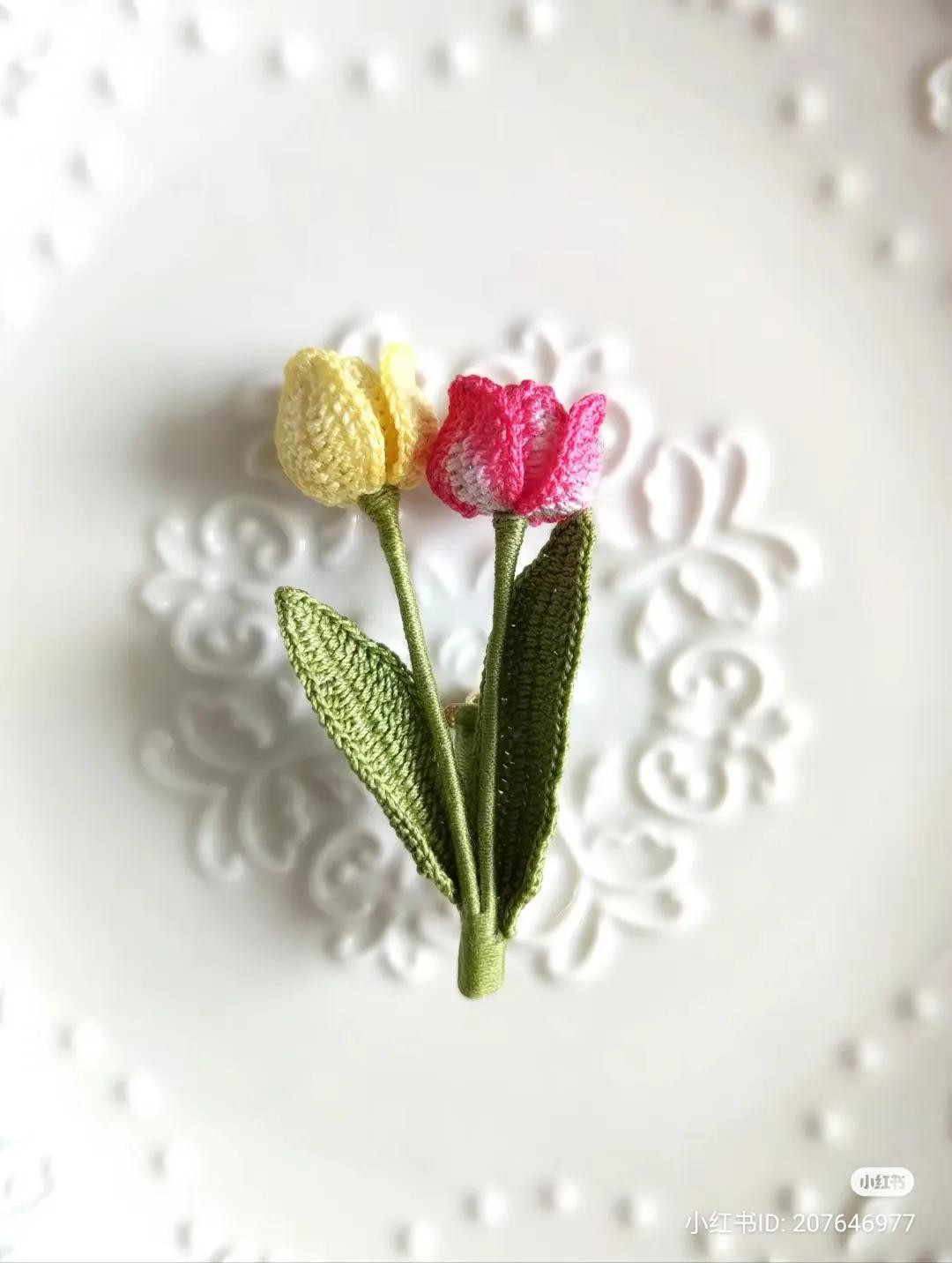 Hướng dẫn móc len hoa tulip nhiều màu sắc kèm biểu đồ chi tiết