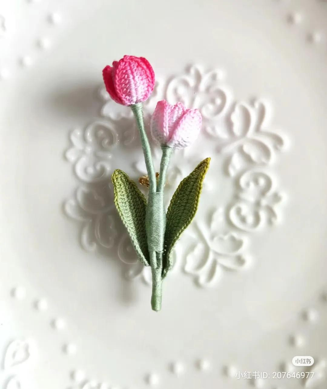 Hướng dẫn móc len hoa tulip nhiều màu sắc kèm biểu đồ chi tiết